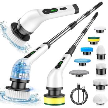 9-in-1 Electric Spin Scrubber, Cordless Cleaning Brush Scrubber for Home, 9 Replaceable Brush Heads-90Mins Work Time, 3 Adjustable Size, 2 Speeds for Bathroom Shower Bathtub Glass Car`