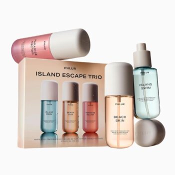 PHLUR Island Escape Body Mist Set, 3oz Each - Hair and Body Perfume Gift Set Includes Beach Skin, Island Swim and Paradise Nectar Body Spray